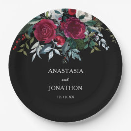 冬のエレガントフローラのクリ結婚スマス ペーパープレート