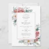 冬のエレガントフローラのクリ結婚スマス 招待状 (正面)