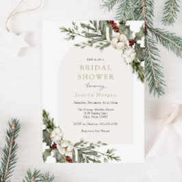 冬のエレガントフローラアーチブライダルシャワー 招待状