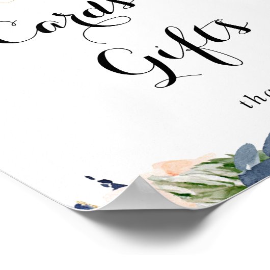 冬のエレガントフローラカードとギフトのサイン ポスター (角)