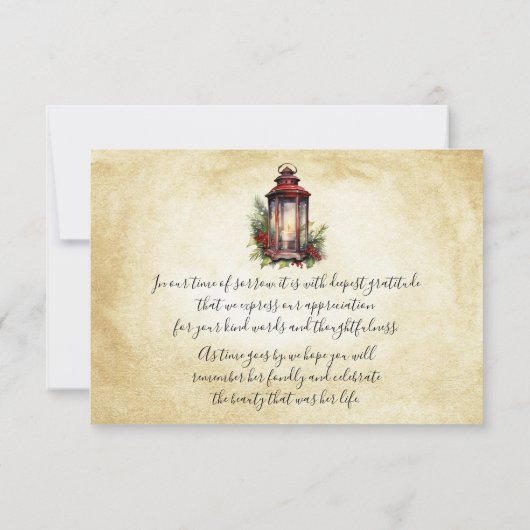 冬のエレガントフローラキャンドルベリーサンキュー サンキューカード (裏面)