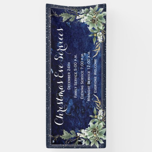 冬のエレガントフローラクリスマス教会サービス 横断幕 (縦)