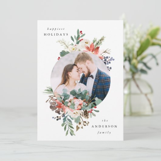 冬のエレガントフローラサークルのフレーム写真 シーズンカード (スタンド正面)