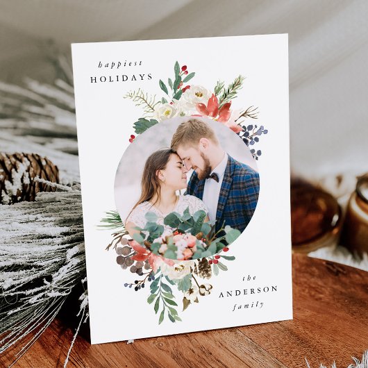 冬のエレガントフローラサークルのフレーム写真 シーズンカード