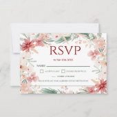 冬のエレガントフローラソフトウォーター色の結婚式RSVP 出欠カード (正面)