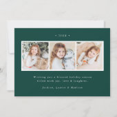 冬のエレガントフローラフレームの緑の写真 シーズンカード (裏面)