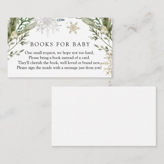 冬のエレガントフローラブックのベビー エンクロージャーカード (正面/裏面)
