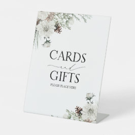 冬のエレガントフローラブライダルシャワーカードとギフト 台座サイン