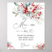 冬のエレガントフローラベリーベビーシャワーモモモモザバー ポスター (正面)