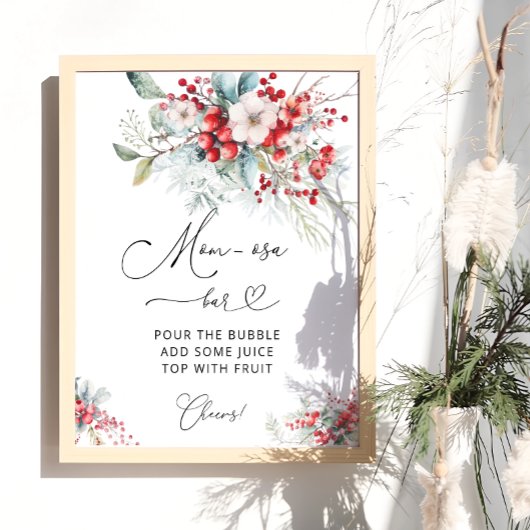 冬のエレガントフローラベリーベビーシャワーモモモモザバー ポスター