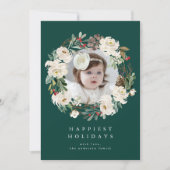 冬のエレガントフローラリースグリーンフォト シーズンカード (正面)