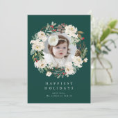 冬のエレガントフローラリースグリーンフォト シーズンカード (スタンド正面)