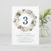 冬のエレガントフローラリースネイビーバースデーパーティー 招待状 (スタンド正面)
