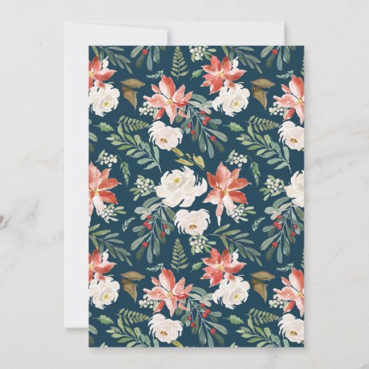冬のエレガントフローラリースネイビーバースデーパーティー 招待状 (裏面)