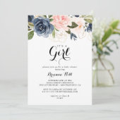 冬のエレガントフローラ女の子の赤ちゃんシャワー 招待状 (スタンド正面)