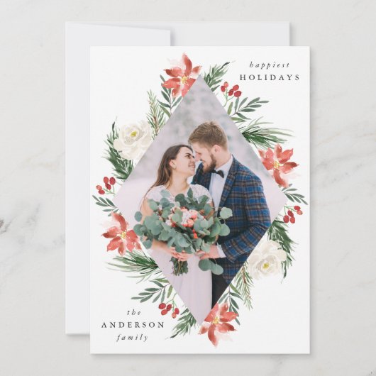 冬のエレガントフローラ幾何学模様の写真 シーズンカード (正面)