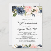 冬のエレガントフローラ書道の最初の聖餐式 招待状 (正面)