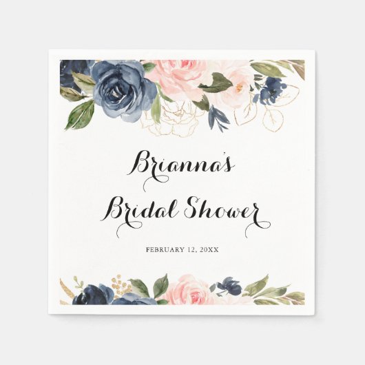 冬のエレガントフローラ書道ブライダルシャワー スタンダードカクテルナプキン (正面)