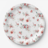 冬のエレガントフローラ植物性ベビーシャワー ペーパープレート (正面)