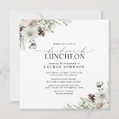 冬のエレガントフローラ水の色のブライダル昼食会 招待状 (正面)