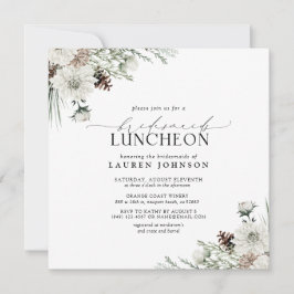 冬のエレガントフローラ水の色のブライダル昼食会 招待状