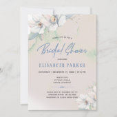 冬のエレガントフローラ水彩ブライダルシャワー 招待状 (正面)