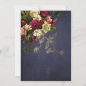 冬のエレガントフローラ海軍ブルゴーニュブライダルシャワー 招待状 (裏面)