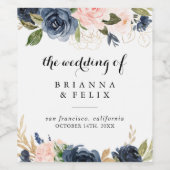 冬のエレガントフローラ結婚のワインラベル ワインラベル (シングルラベル)