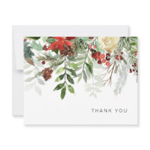 冬のエレガントフローラ緑のサンキューカード