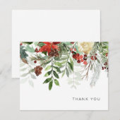 冬のエレガントフローラ緑のサンキューカード サンキューカード (正面/裏面)