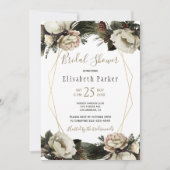 冬のエレガントフローラ金ゴールド幾何学的ブライダルシャワー 招待状 (正面)