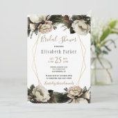 冬のエレガントフローラ金ゴールド幾何学的ブライダルシャワー 招待状 (スタンド正面)