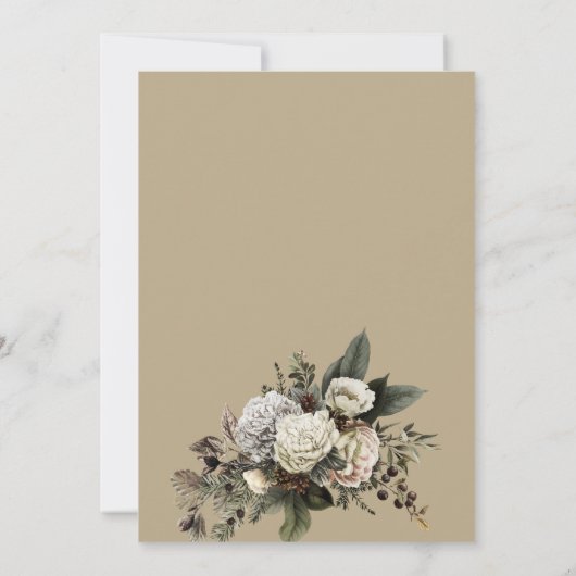 冬のエレガントフローラ金ゴールド幾何学的ブライダルシャワー 招待状 (裏面)