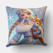 冬のエレガントプリンセスかわいいキツネ クッション (裏面)