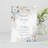 冬のエレガントボホダスティブルーアイボリーフローラパンパ 招待状 (スタンド正面)