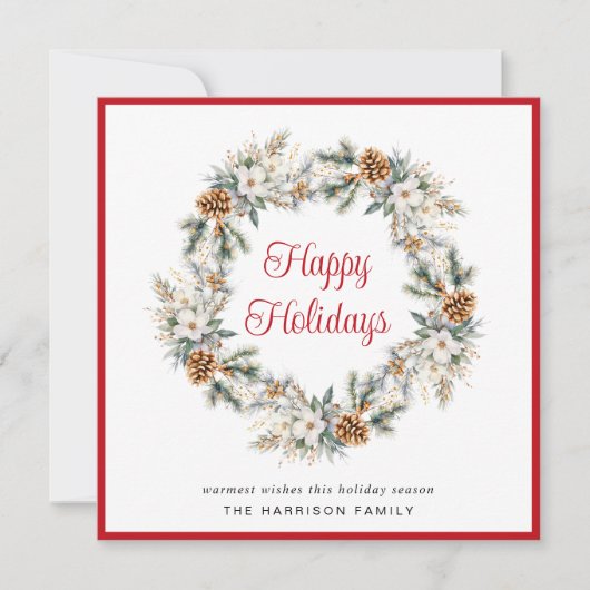 冬のエレガントリース水の色クリスマス シーズンカード (正面)