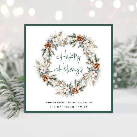 冬のエレガントリース水の色クリスマス シーズンカード