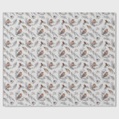 冬のエレガントロビンの鳥のクリスマスプレゼント ラッピングペーパー (フラット)