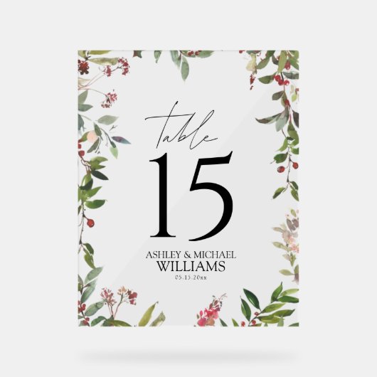 冬のエレガントワイルドフラワーベリー披露宴 アクリルサイン (正面)