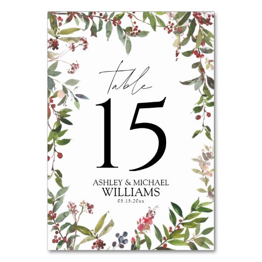 冬のエレガントワイルドフラワーベリー披露宴 テーブルナンバー (裏面)