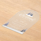 冬のエレガントワンダーランドアーチクリスマスパーティー アクリル招待状 (レイダウン)