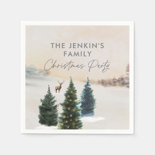 冬のエレガントワンダーランドクリスマスパーティー スタンダードカクテルナプキン (正面)