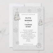 冬のエレガントワンダーランド雪の結晶ホワイト結婚ズ 招待状 (正面)