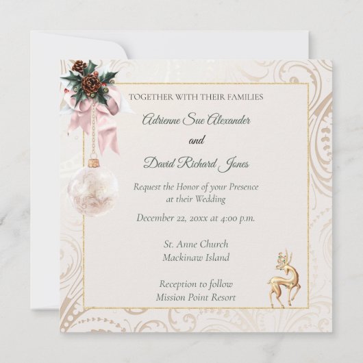 冬のエレガント写真結婚式招待状 招待状 (裏面)