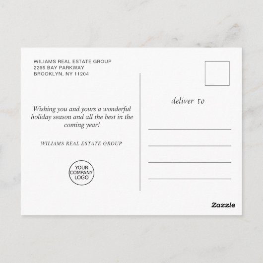 冬のエレガント土地のクリスマスのあいさ企業のせ ポストカード (裏面)