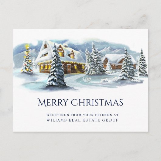 冬のエレガント土地のクリスマスのあいさ企業のせ ポストカード (正面)