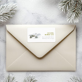 冬のエレガント山のクリスマス ラベル