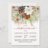 冬のエレガント常緑クリスマスブランチ 招待状 (正面)