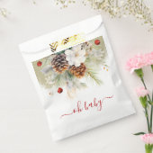 冬のエレガント常緑水色の赤ちゃんシャワー フェイバーバッグ (封をした状態)