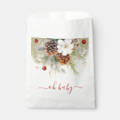 冬のエレガント常緑水色の赤ちゃんシャワー フェイバーバッグ (正面)